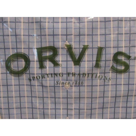 New! Orvis Carefree Tattersall Blue Plaid Womens SZ 10 Shirt Top Blouse Collar - Picture 3 of 6